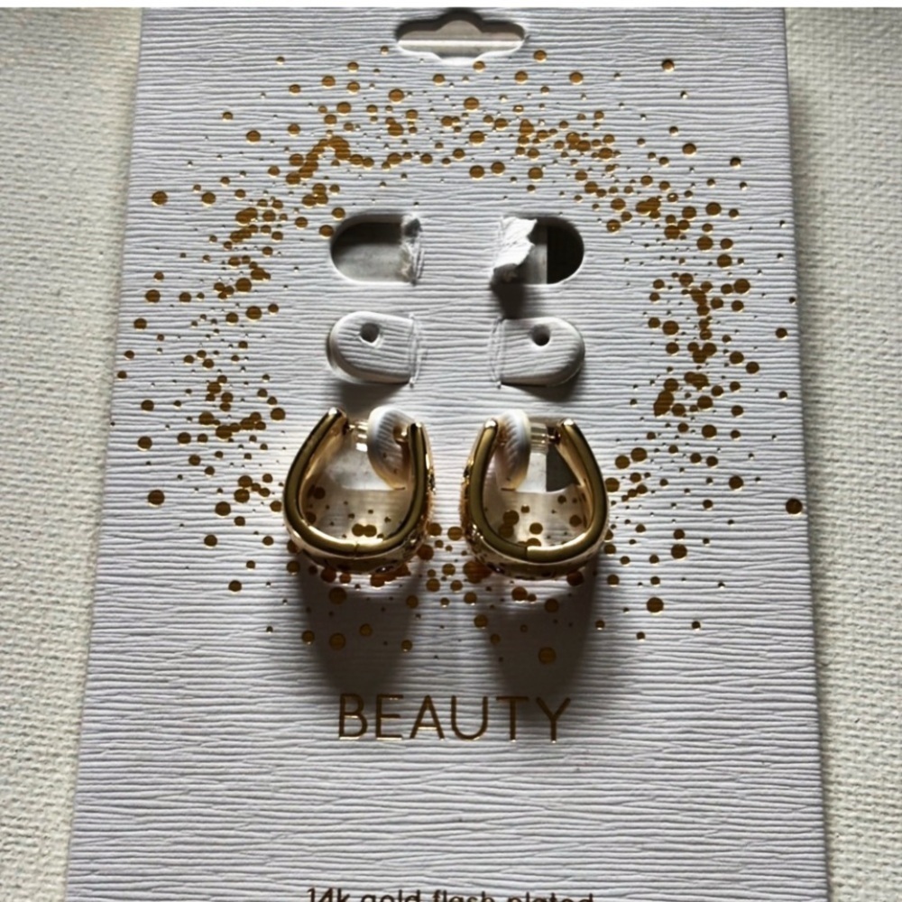 Unwritten 14K Gold Plated Cubic Zirconia Horseshoe Earrings